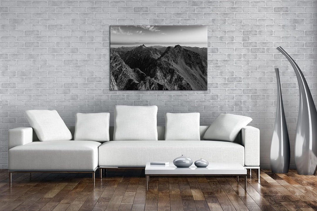 deyoli Die Japanischen Alpen Effekt: Schwarz&Weiss Format: 80x60 als Leinwandbild, Motiv fertig gera