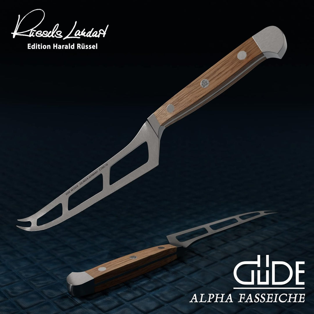 GÜDE Solingen - Weichkäsemesser Käsemesser geschmiedet, 15 cm, Fasseichenholz, ALPHA FASSEICHE, Dopp