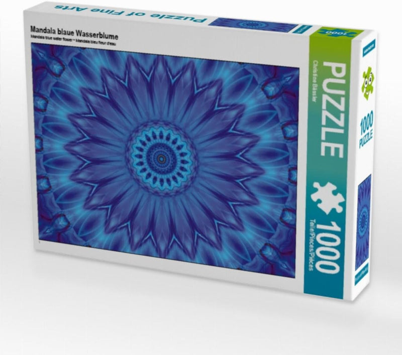 CALVENDO Puzzle Mandala Blaue Wasserblume 1000 Teile Lege-Grösse 64 x 48 cm Foto-Puzzle Bild von Chr