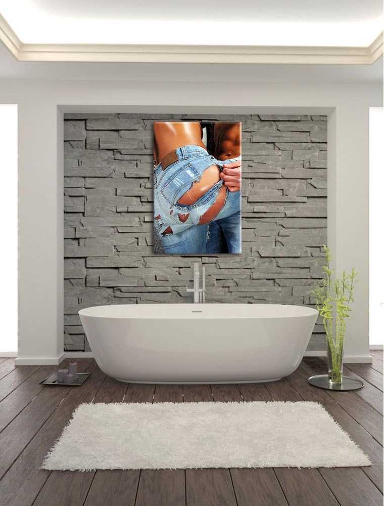 Sexy Pärchen Jeans, Format: 100x70 auf Leinwand, XXL riesige Bilder fertig gerahmt mit Keilrahmen, K