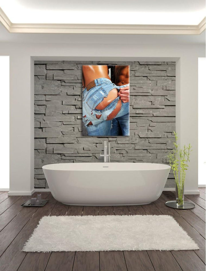 Sexy Pärchen Jeans, Format: 100x70 auf Leinwand, XXL riesige Bilder fertig gerahmt mit Keilrahmen, K