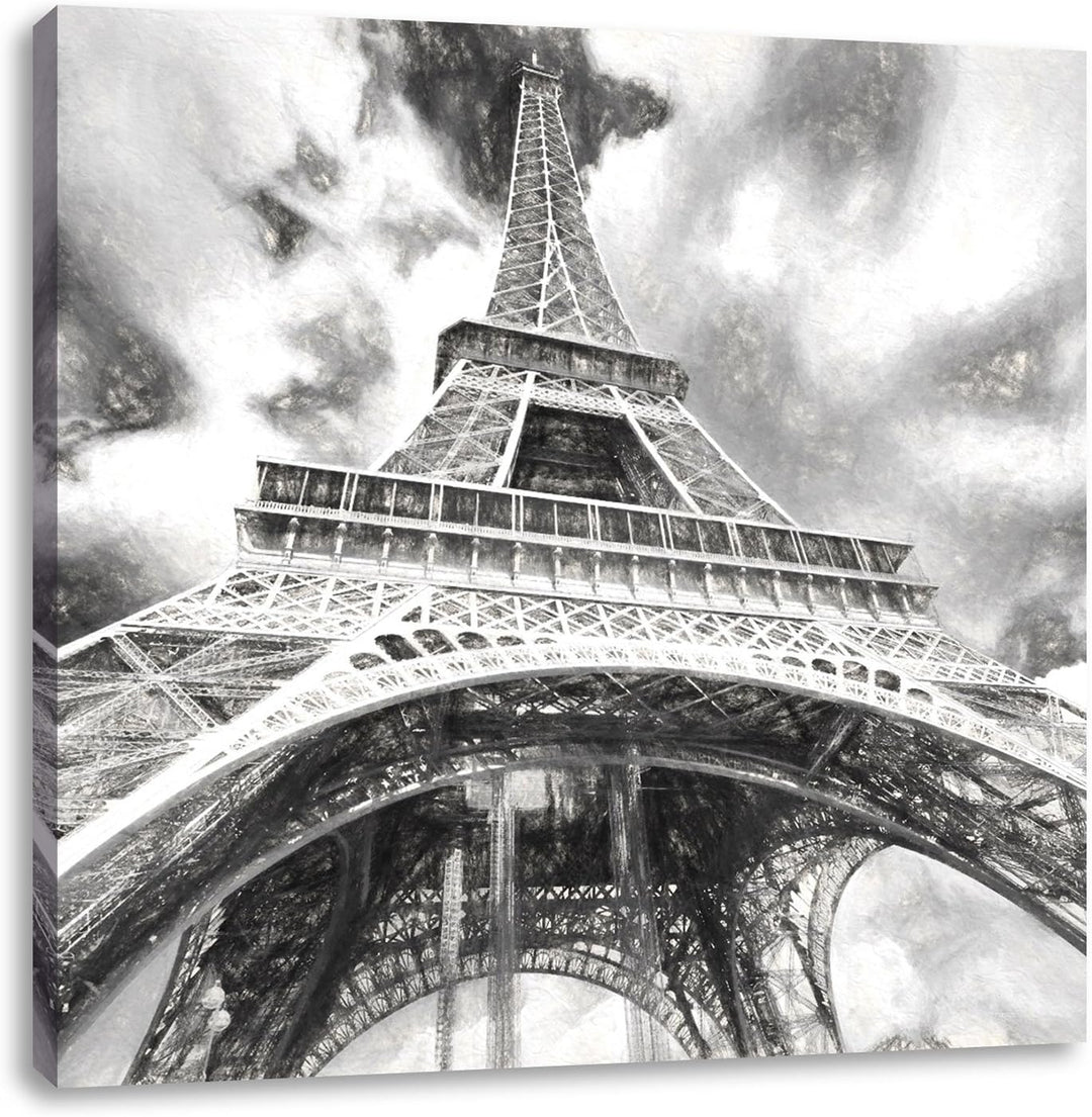 Pixxprint Eiffelturm als Leinwandbild | Grösse: 70x70 cm | Wandbild | Kunstdruck | fertig bespannt,