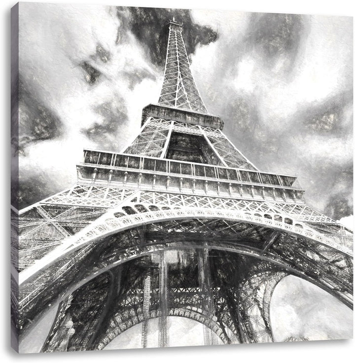 Pixxprint Eiffelturm als Leinwandbild | Grösse: 70x70 cm | Wandbild | Kunstdruck | fertig bespannt,