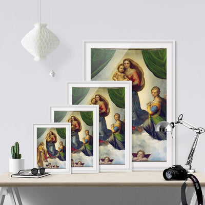 Bild mit Rahmen - Raffael - Die Sixtinische Madonna - Farbe Weiss, 40 x 30 cm 40cm x 30cm Weiss, 40c