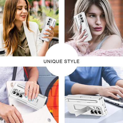 Miimall Lederhülle Kompatibel mit Samsung Galaxy Z Fold 5 Hülle mit Pen+Stifthalter, Fold 5 Hülle mi