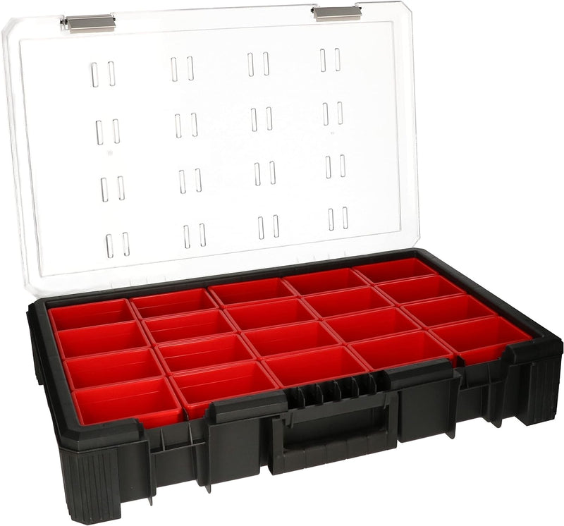 KOTARBAU® Tragbarer Sortimentskasten WRC 39x60x11 cm Aufbewahrungsbox mit Kammern aus Polycarbonat H
