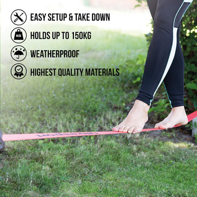 Ultrasport Slackline 15m-25m, mit Ratsche und Transporttasch, komplette Slackline-Satz, erhältlich m