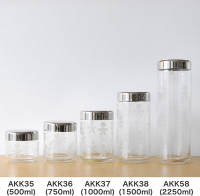 Alessi AKK36 GIROTONDO Küchendose mit Glas aus Aufdruck und abgedichtetem Deckel aus Edelstahl, 12,3