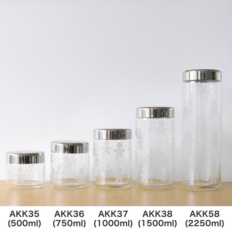 Alessi AKK36 GIROTONDO Küchendose mit Glas aus Aufdruck und abgedichtetem Deckel aus Edelstahl, 12,3