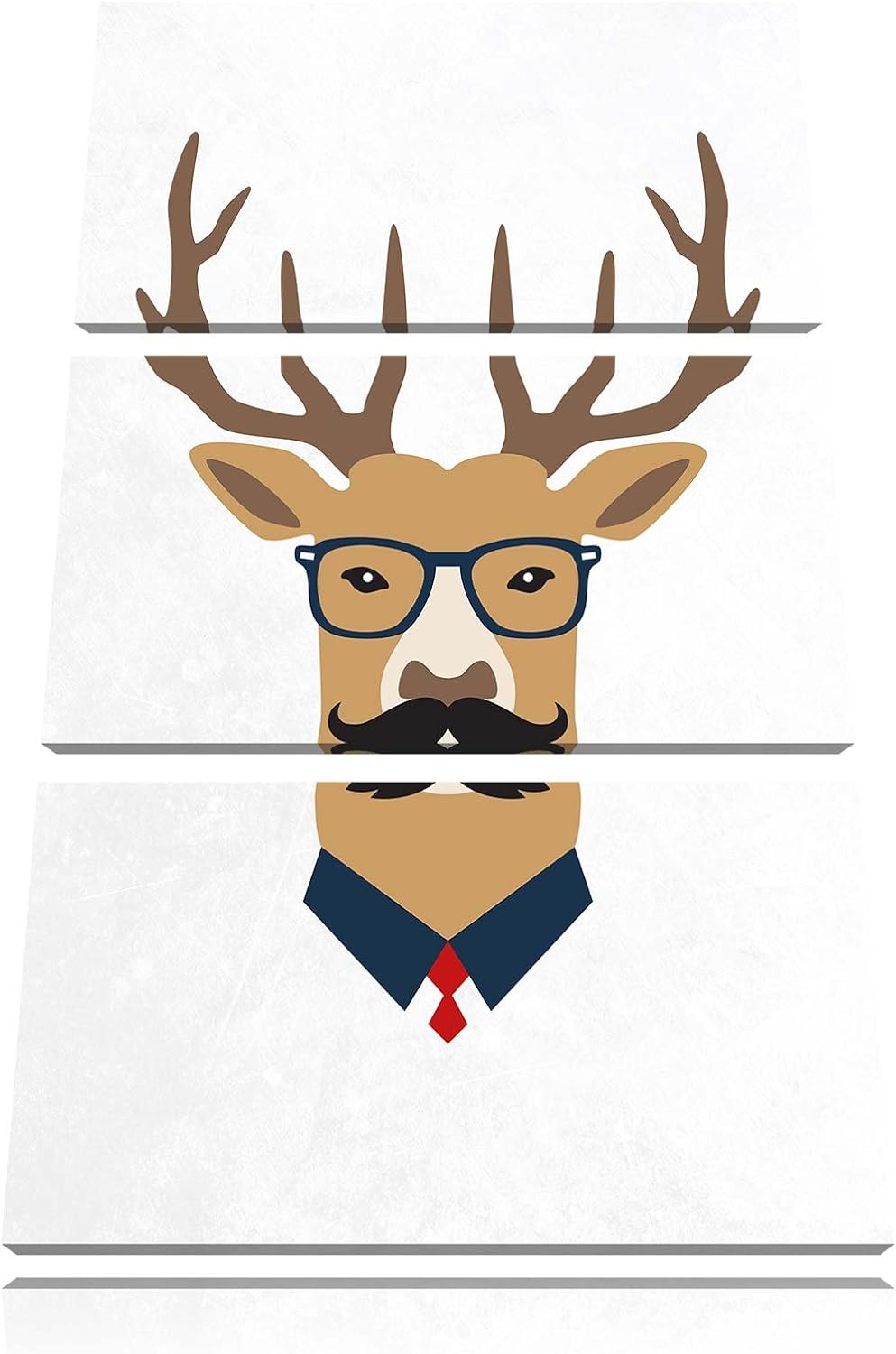 Pixxprint Hipster Hirsch weiss 3-Teiler Leinwandbild 120x80 Bild auf Leinwand
