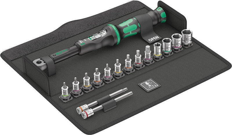 Wera 05004180001 Bicycle Set Torque 1, Fahrrad Drehmomentschlüssel Satz, 2,5-25 Nm, 16-teilig 1/4 Dr