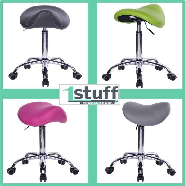 1stuff® Sattelhocker Sattelstuhl MULY - Sitzhöhe bis ca. 74cm - ergonomischer Rollhocker Bürohocker