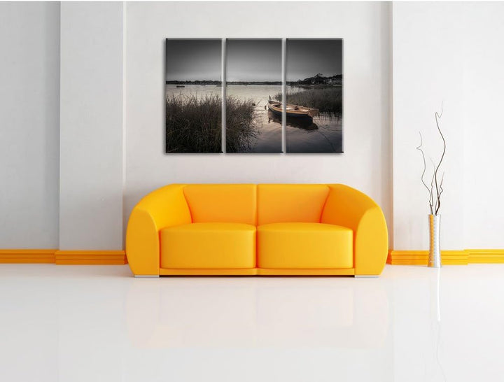 Pixxprint Segelschiffe an der Küste als Leinwandbild/Grösse: 3 Teilig (120x80) cm/Wandbild/Kunstdruc