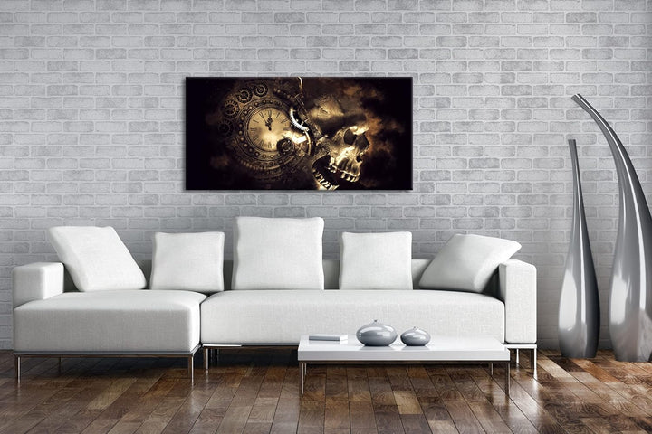 Zeit des Todes Panorama 60x30 cm als Leinwandbild, Motiv fertig gerahmt auf Echtholzrahmen, Hochwert