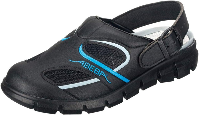 Abeba Clog 7341 - Dynamic Mikrofaser, schwarz/blau mit atmungsaktivemTextil, zertifiziert 35 EU, 35