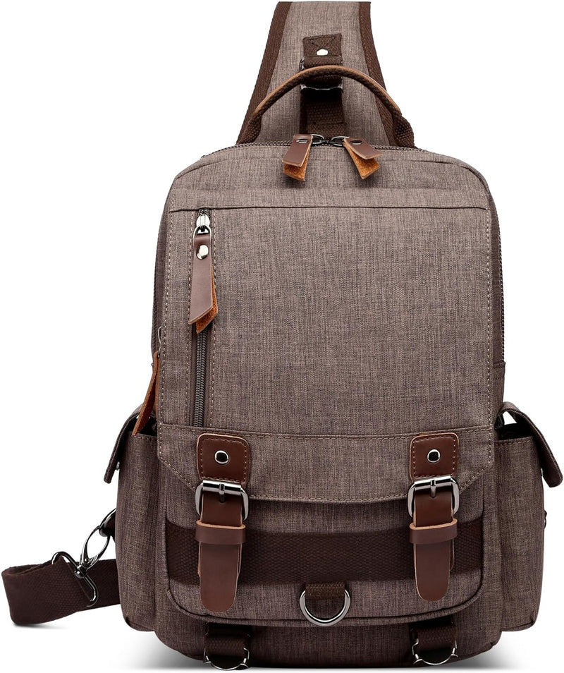 DORRISO Brusttasche Herren Mode Grosse Kapazität Schultertasche für 10,9 Zoll iPad mit Griff Mehrere