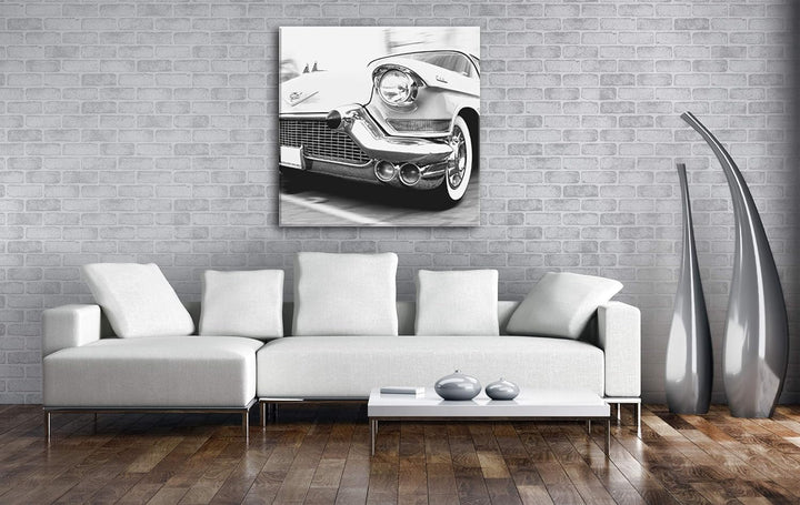 deyoli Ästhetischer Oldtimer im Format: 70x70 Effekt: Schwarz&Weiss als Leinwandbild, Motiv fertig g