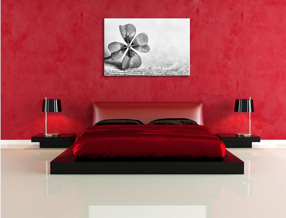 Pixxprint Glücks Kleeblatt mit 4 Blättern als Leinwandbild/Grösse: 100x70 cm/Wandbild/Kunstdruck/fer