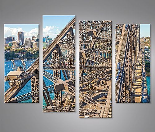 islandburner Bild Bilder auf Leinwand Harbour Bridge Sydney Australien 4er XXL Poster Leinwandbild W