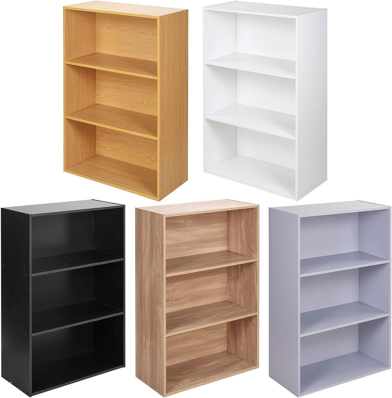 Urbnliving Breites Bücherregal aus Holz mit 3 Ebenen Modern grau, Grau