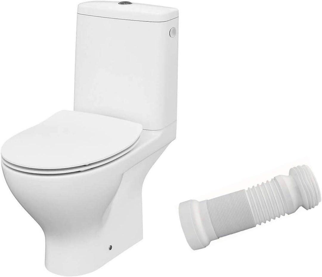 VBChome WC Toilette Stand Spülrandlos Keramik Komplett Set mit Spülkasten WC Sitz aus Duroplast mit