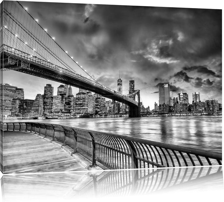 Pixxprint Brooklyn Bridge Park New York / 100x70cm Leinwandbild bespannt auf Holzrahmen/Wandbild Kun