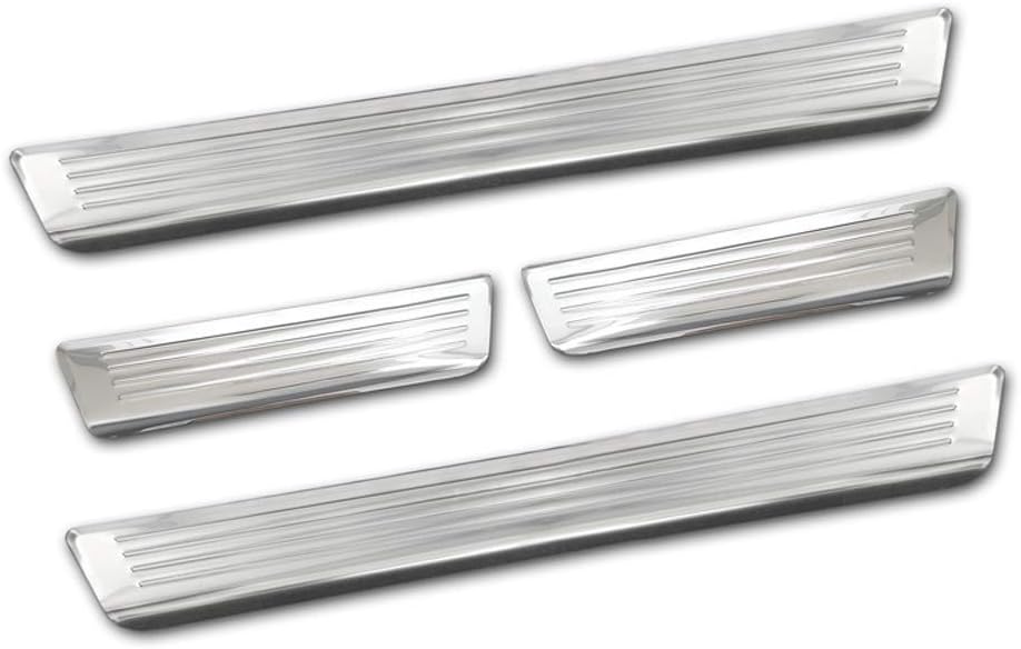 Avisa Stainless Steel Door sill Protectors Compatible with Peugeot 2008 II 2020- 'Lines' - 4-Pieces
