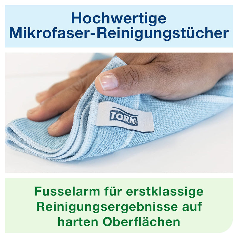 Tork Mikrofaser wiederverwendbare Reinigungstücher Blau, Zur trockenen und nassen Verwendung, 8 × 6