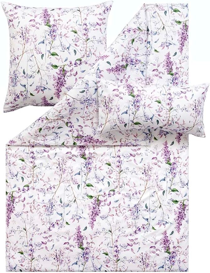 ESTELLA Atelier Mako-Satin Bettwäsche Sybille Farbe Lilac Grösse 135x200 + 80x80 + 40x80