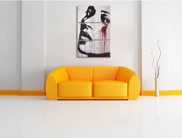 Pixxprint Abstrakt Frau Malerei Effekt 3-Teiler Leinwandbild 120x80 Bild auf Leinwand