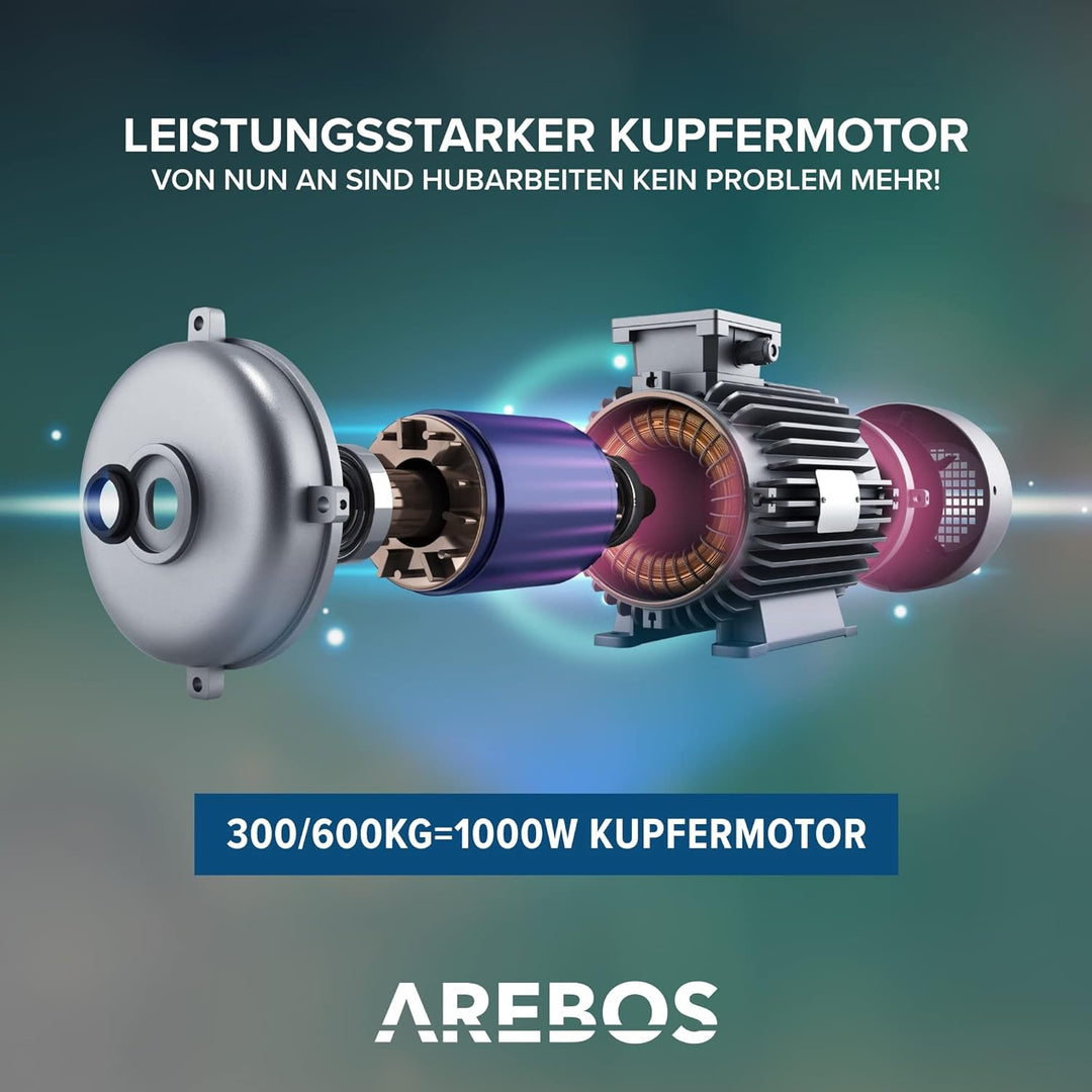 Arebos Elektrische Seilwinde | Seilzug | Heber-Kran | Seilhebezug | Seilaufzug 1000W | Motorwinde mi