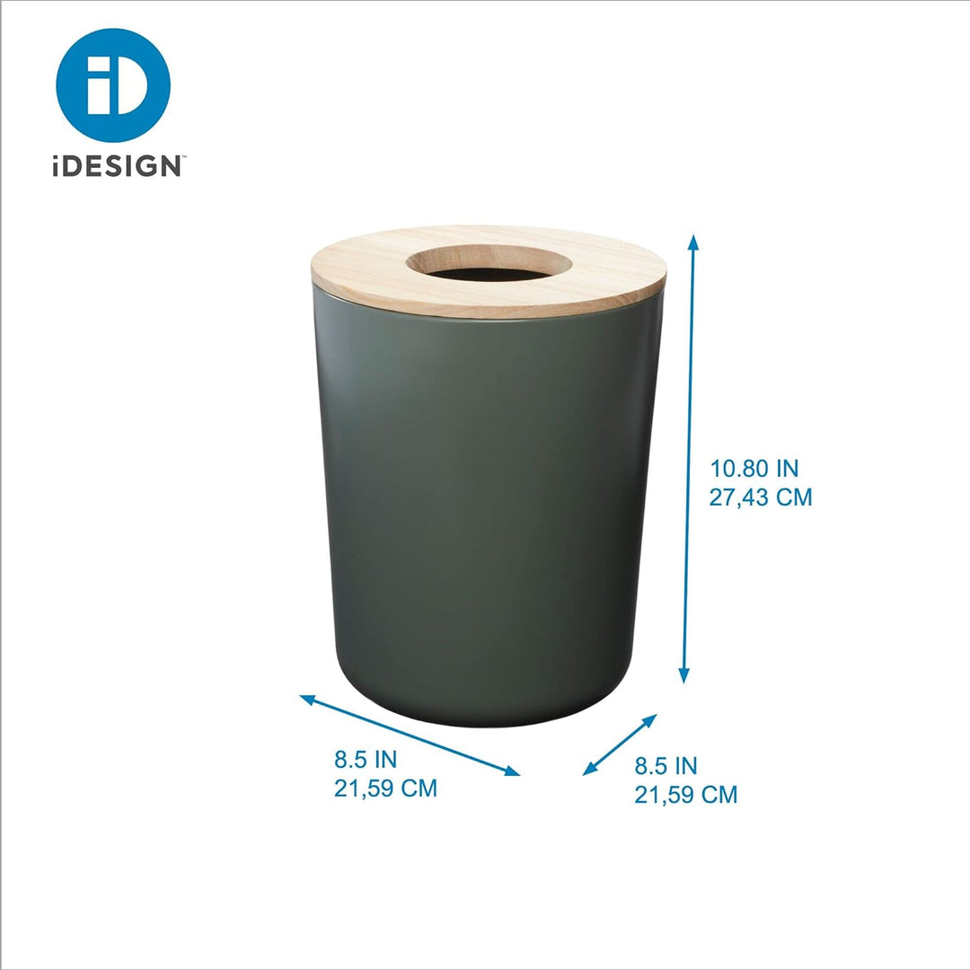 iDesign Kosmetikeimer, kleiner Mülleimer aus Metall und Holz für Waschtisch, Schreibtisch, Esstisch