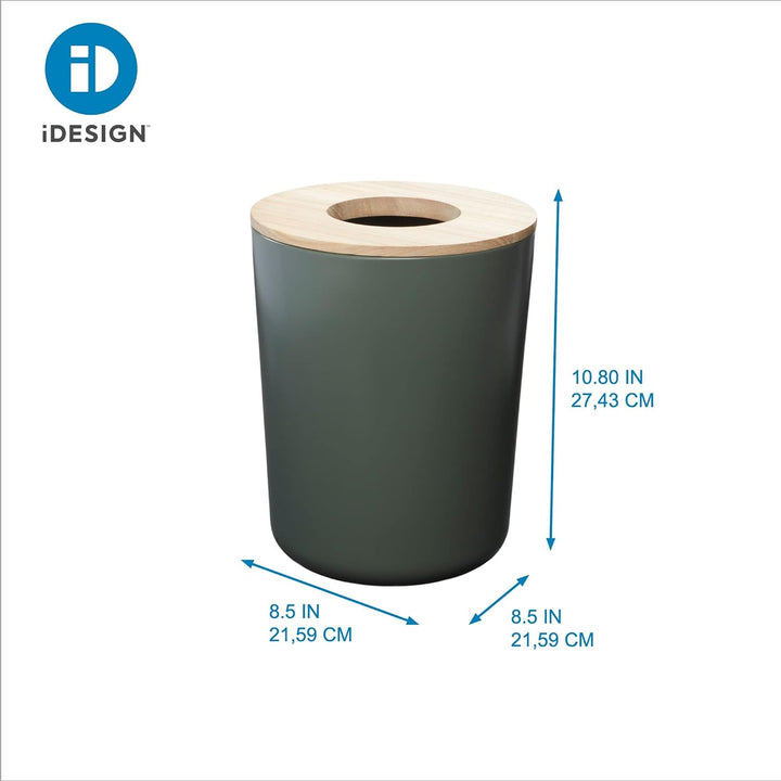 iDesign Kosmetikeimer, kleiner Mülleimer aus Metall und Holz für Waschtisch, Schreibtisch, Esstisch