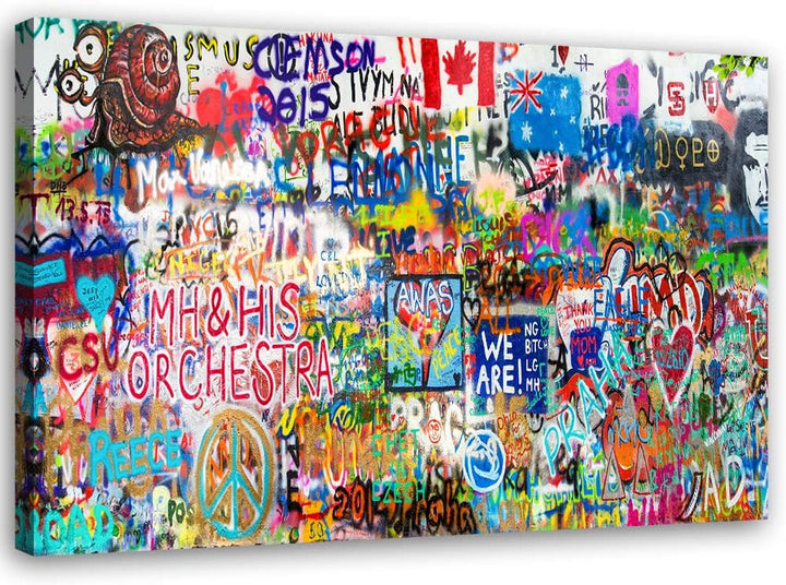 Feeby Wandbild Graffiti Druckbild Leinwandbild abstrakt mehrfarbig 100x70 cm M14504 100x70 cm, M1450