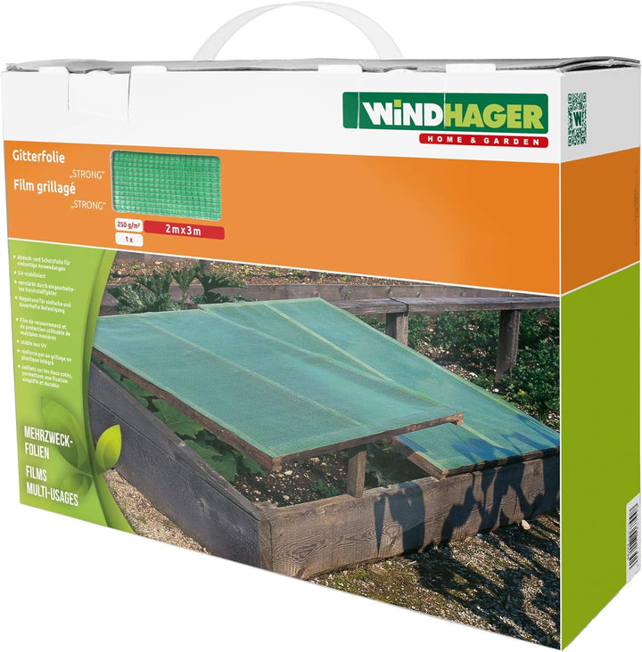 Windhager Gitterfolie STRONG Gewächshausfolie Abdeckung Gartenmöbel, Grün, 250 g/m², 2 x 3m, 06744 2