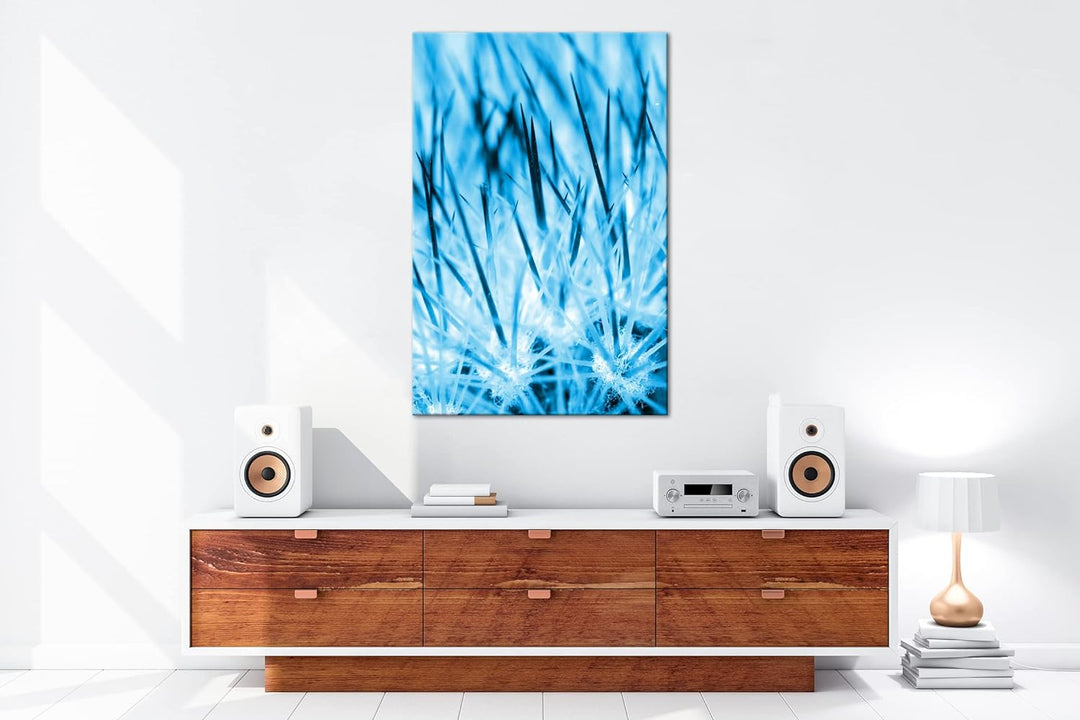 deyoli Nadeln eines Kaktus Format: 80x60 Effekt: Monocrome Blau als Leinwand, Motiv fertig gerahmt a