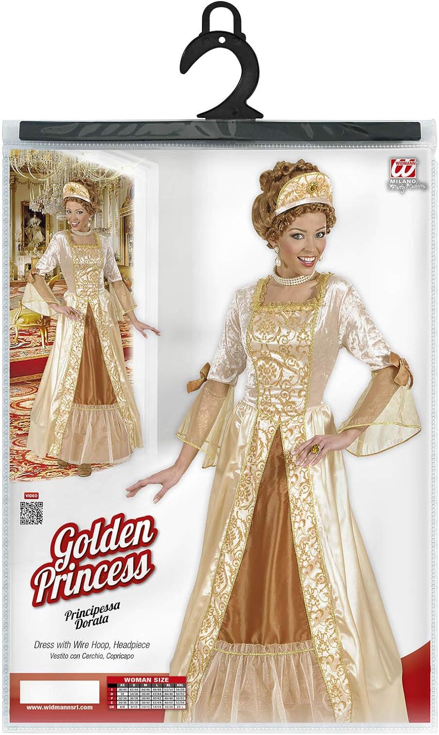 "GOLDEN PRINCESS" (dress with wirehoop, headpiece) - (XL), XL