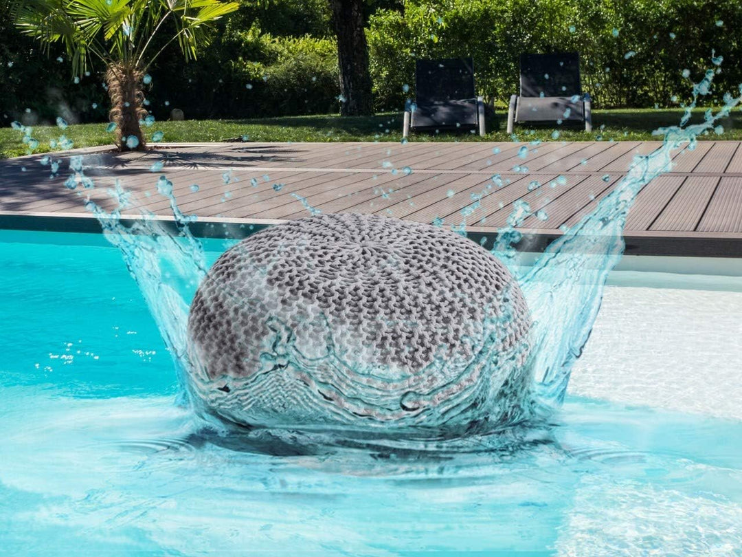 soma Outdoor Pouf Sitzpouf 100% wasserfest Grobstrick-Optik Ø 55 cm extrahoch 37 cm Garten draussen