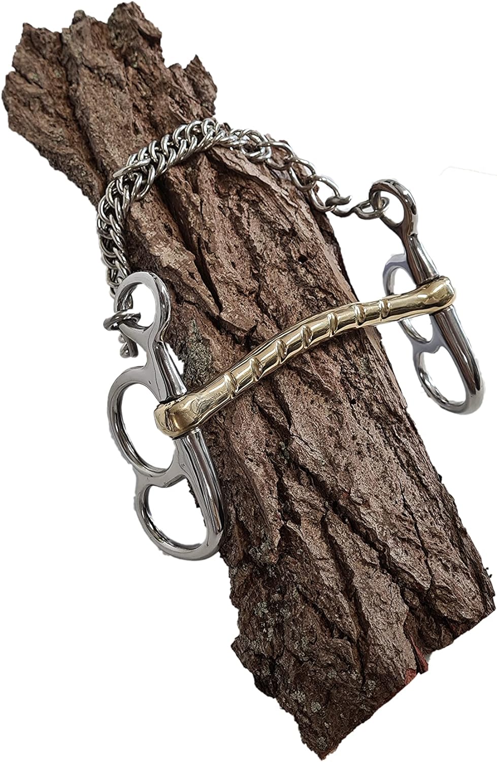 Esposita Postkandare 2 Ringe aus rostfreiem Edelstahl - Stange aus Messing und einseitig geriffelt (