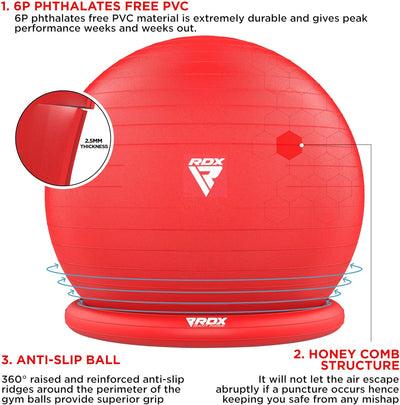 RDX Gymnastikball mit Widerstandsbänder Stabilitätsbasis, Extra Dicker Sitzball Yoga Pezziball Fitne