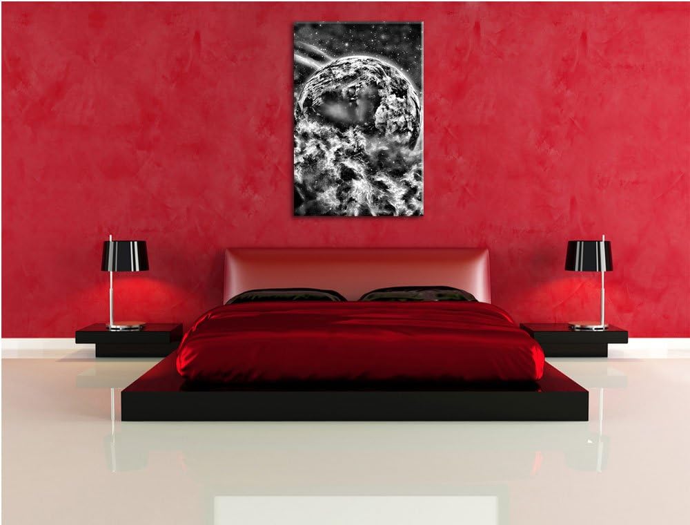 Monocrome, Planet Erde, Format: 100x70 auf Leinwand, XXL riesige Bilder fertig gerahmt mit Keilrahme