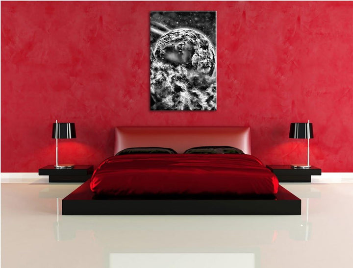 Monocrome, Planet Erde, Format: 100x70 auf Leinwand, XXL riesige Bilder fertig gerahmt mit Keilrahme