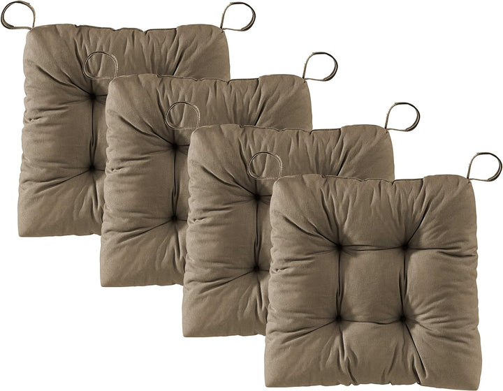 Traumnacht Stuhlkissen Premium 4er Set, 38 x 40 x 7 cm, Taupe, Öko-Tex Zertifiziert, produziert nach