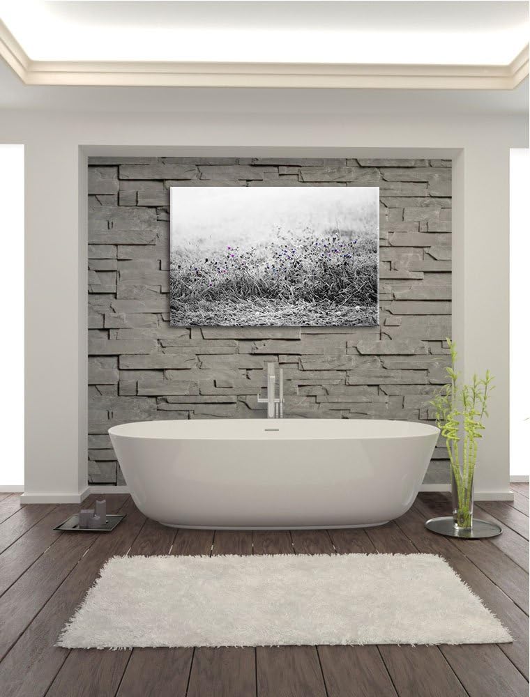 Distel Feld im Retro Look schwarz/weiss Format: 100x70 auf Leinwand, XXL riesige Bilder fertig gerah