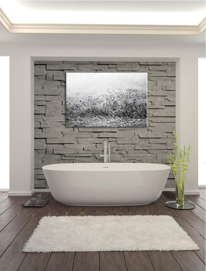 Distel Feld im Retro Look schwarz/weiss Format: 100x70 auf Leinwand, XXL riesige Bilder fertig gerah