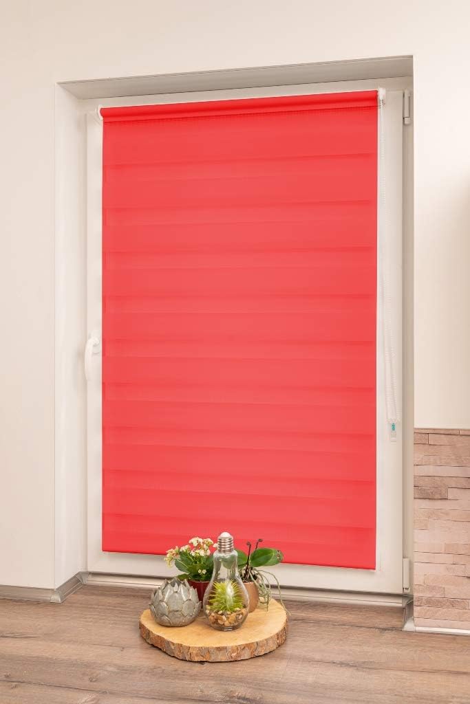 K-home Klemmfix Doppelrollo Madrid ohne Bohren Rot 100 x 150 cm (B x L) Rot 100x150 cm (B x L), Rot