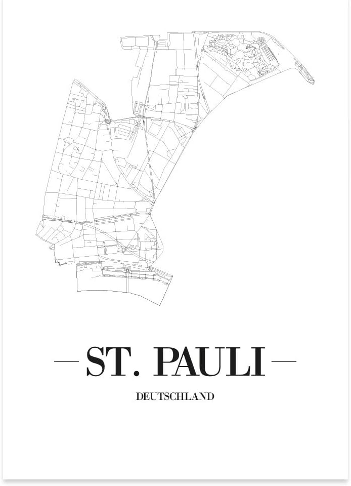 JUNIWORDS Stadtposter, St Pauli, Wähle eine Grösse, 40 x 60 cm, Poster, Schrift A, Weiss 40 x 60 cm