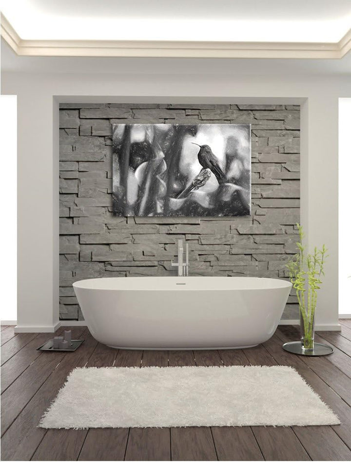 Pixxprint Kolibri in seinem Lebensraum als Leinwandbild/Grösse: 100x70 cm/Wandbild/Kunstdruck/fertig