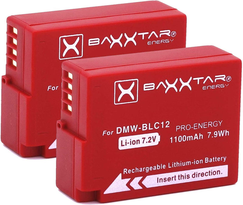 Baxxtar Pro DMW-BLC12 E DMW-BLC12E Kamera-Akku Pack mit Ladegerät Mini 18622 LCD DUAL (Eingang USB-C