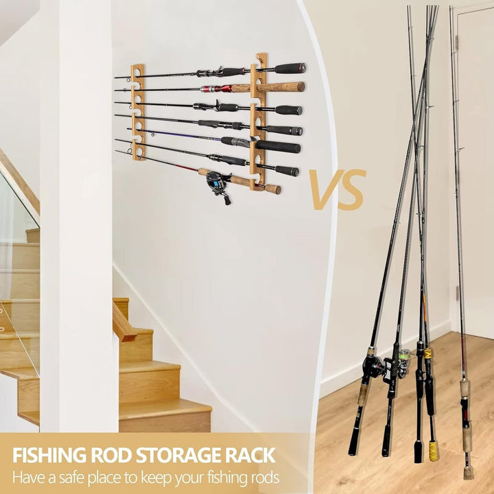 THKFISH Rutenständer Angelruten Angelrutenstände Angelrutenhalter für Garage Holz Angelstange Wand R